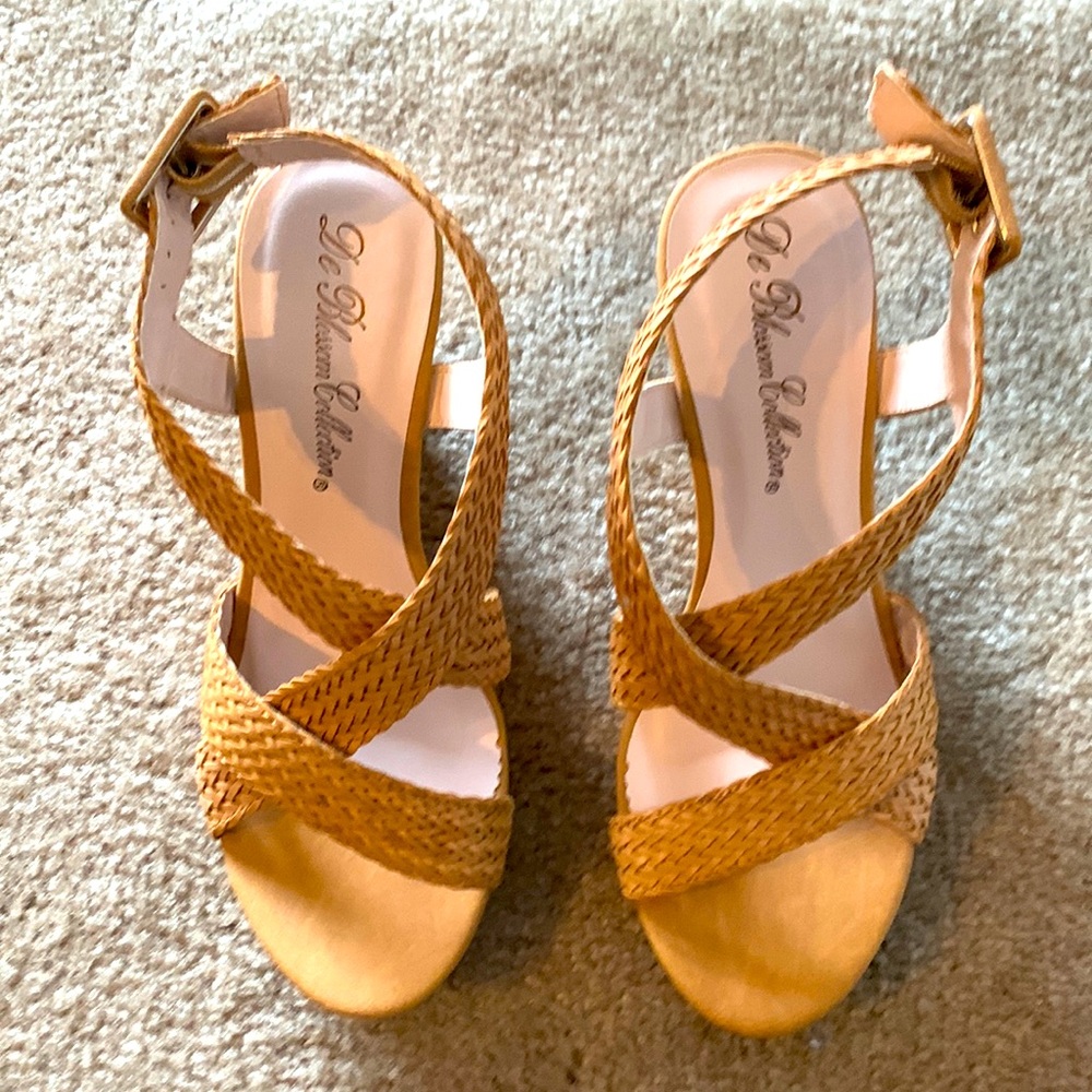 Tan wedge heels, size 8